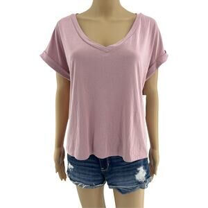 Abound SMALL Pink Short Sleeve NWT V Neck Basic Tee Shirt Womens